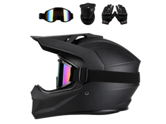 Off-Road Full Face Helmet Riding Gear Set with Goggles, Face Cover & Gloves