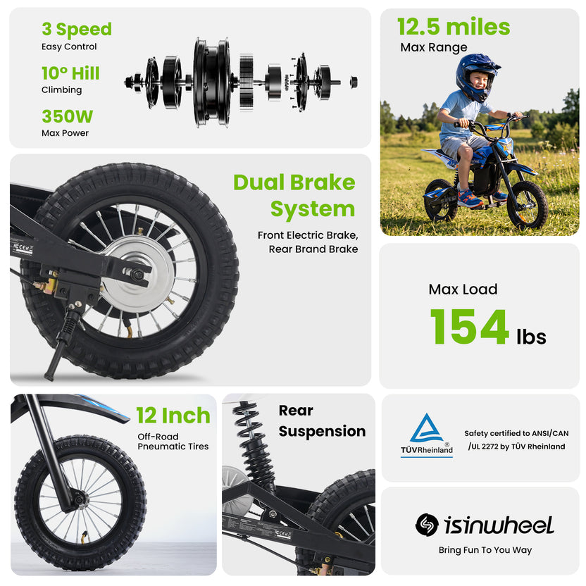 isinwheel M12 Electric Dirt Bike for Kids